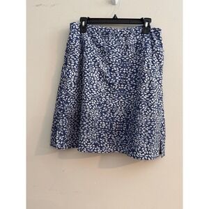Coolrun Athletic Skort Women XXL Blue White Leaf Floral Zip Pockets